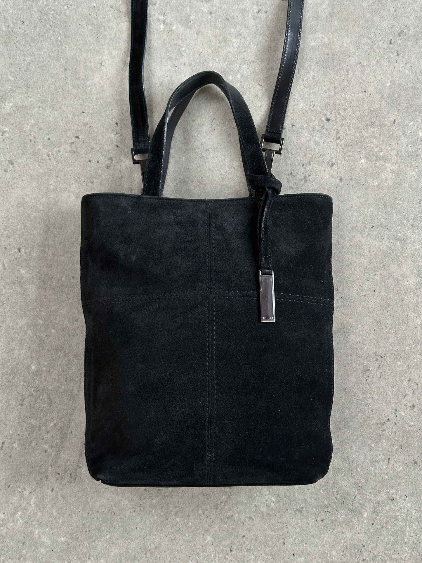 Gucci 2000s Suede Top Handle Crossbody Bag