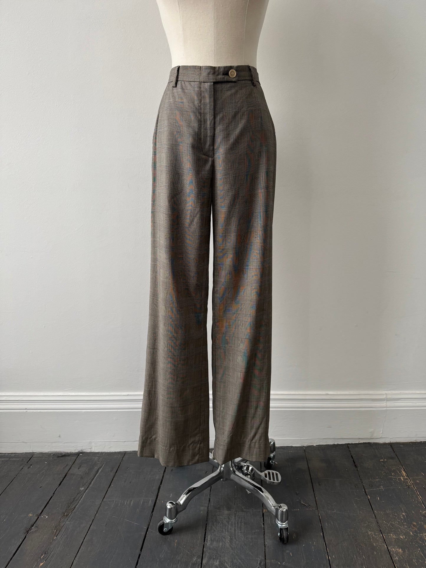 Italian Vintage 1990s Pure Wool Check Trousers - W28