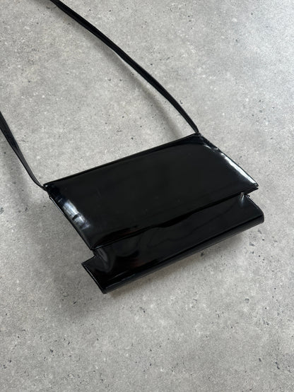 Charles Jourdan 1990s Asymmetric Patent Crossbody Bag