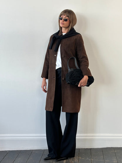 Pierre Balmain Alligator 1980s Suede Trench Coat - S/M