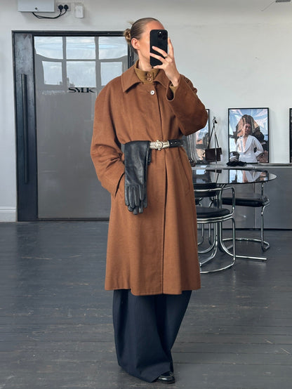 Italian Vintage 1970s Pure Cashmere Concealed Placket Coat - XL