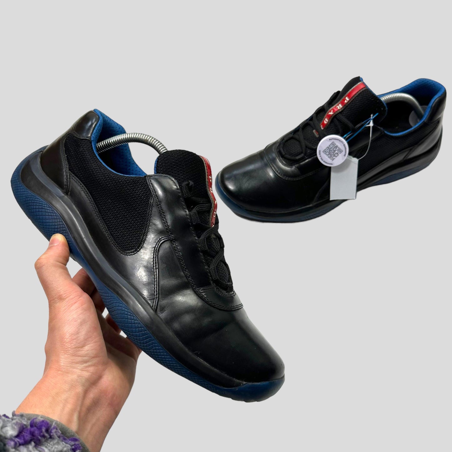 Prada Americas Cup Nero Black & Cobalt Blue - UK10-UK10.5