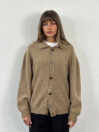 Burberry London 1990s Wool Knitted Logo Cardigan - XL