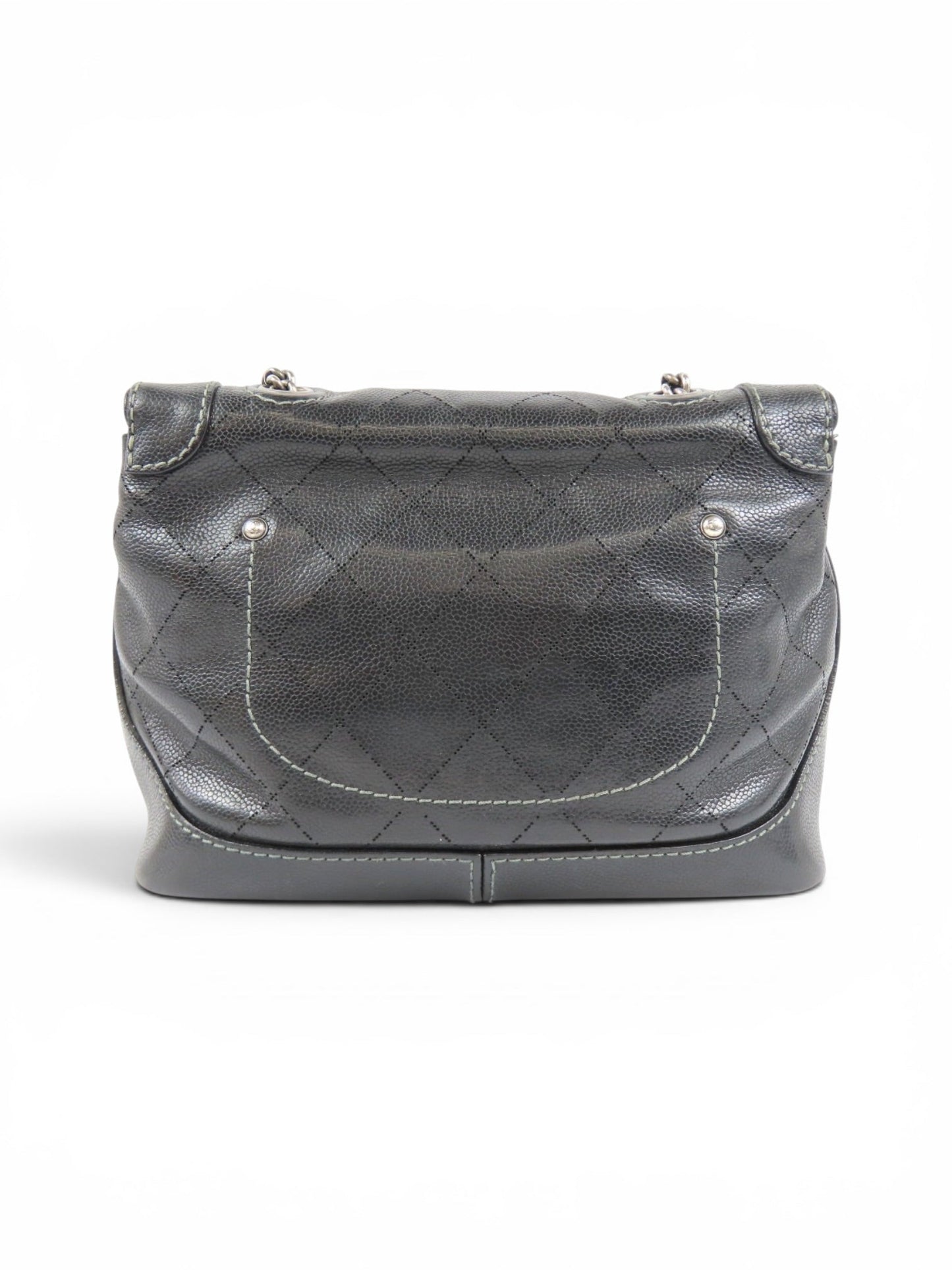 2000s Chanel Caviar Leather Black Matelasse Chain Shoulder Bag SHW | O/S, Black