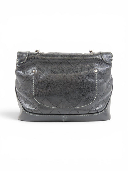 2000s Chanel Caviar Leather Black Matelasse Chain Shoulder Bag SHW | O/S, Black