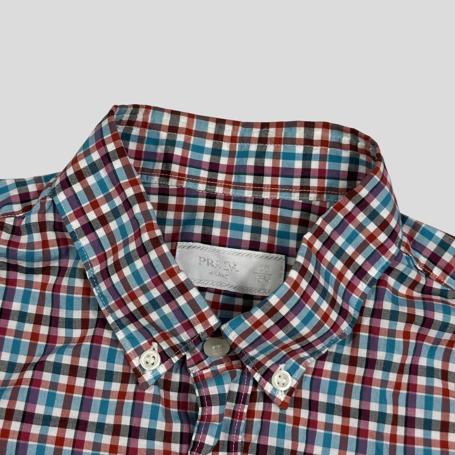 Prada 2018 Neo-plaid Micro Check Longsleeve Shirt - M | Default Title, Neon Multicolour Check