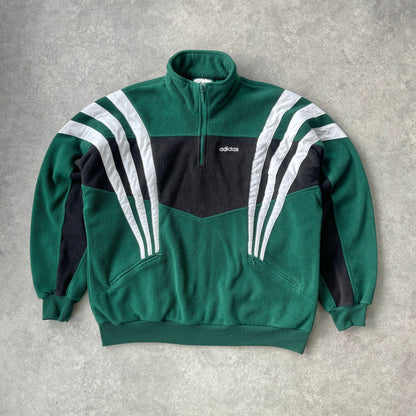 Adidas 1990s 1/4 zip heavyweight colour block fleece jacket (XL)