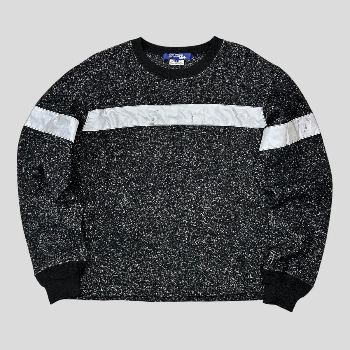 Junya Watanabe MEN 2018 Speckled 3M Reflective Panelled Knit - L (M) | Medium, Grey