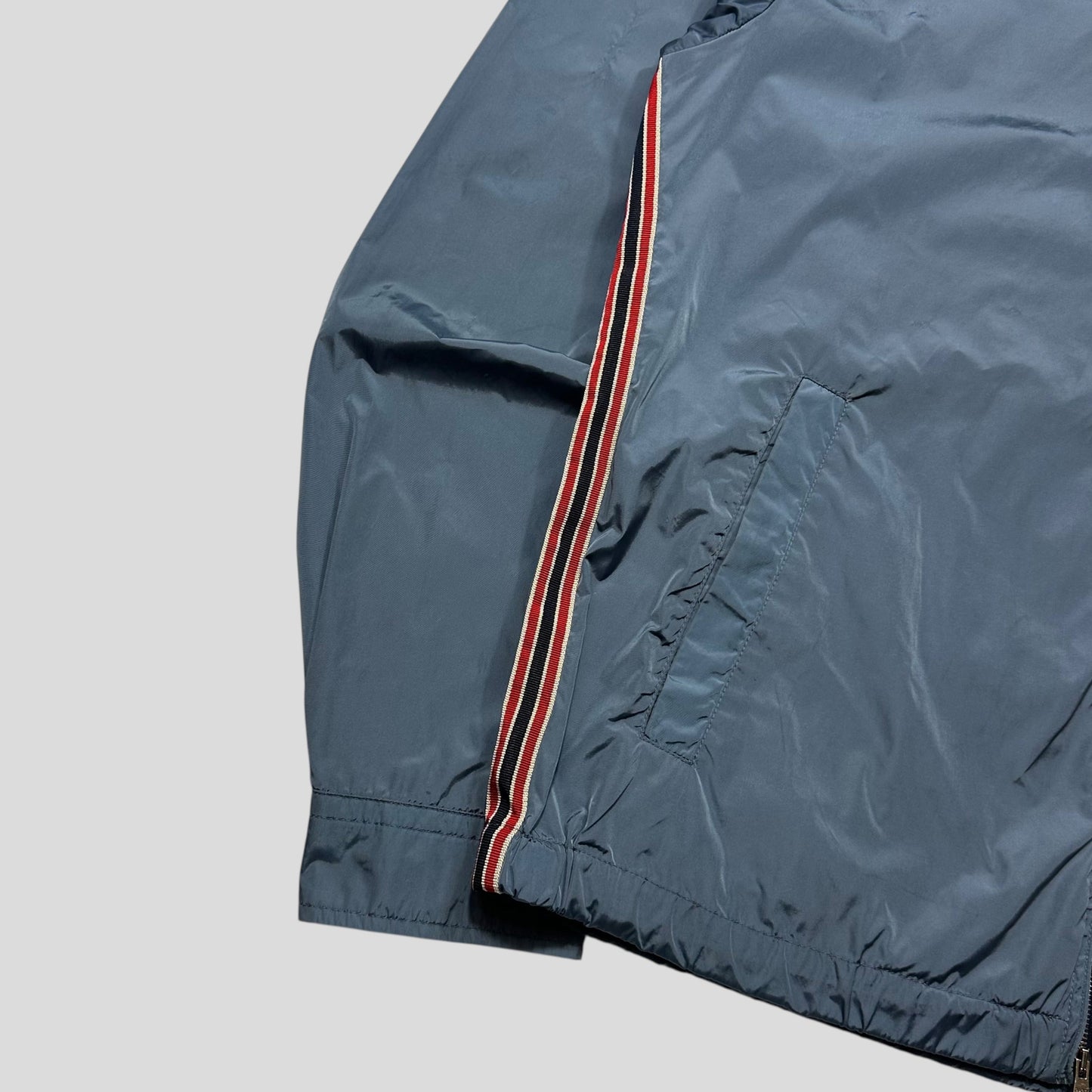 Gucci 2012 Baby Blue Stripe Seam Nylon Shimmer Jacket - IT52 (L) | Default Title, Blue