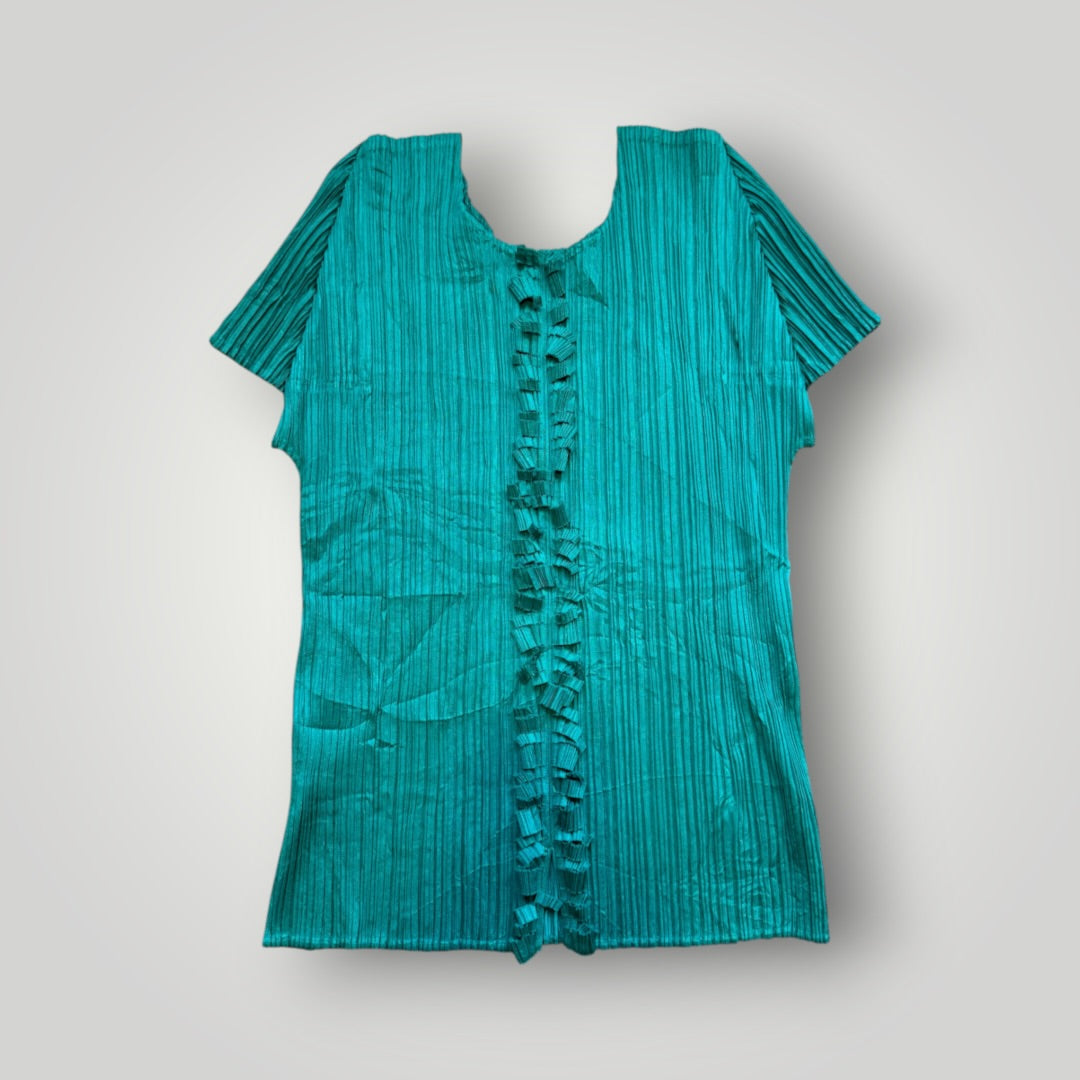 2000's Issey Miyake Ruffled Pleated Top 3 | O/S, Green