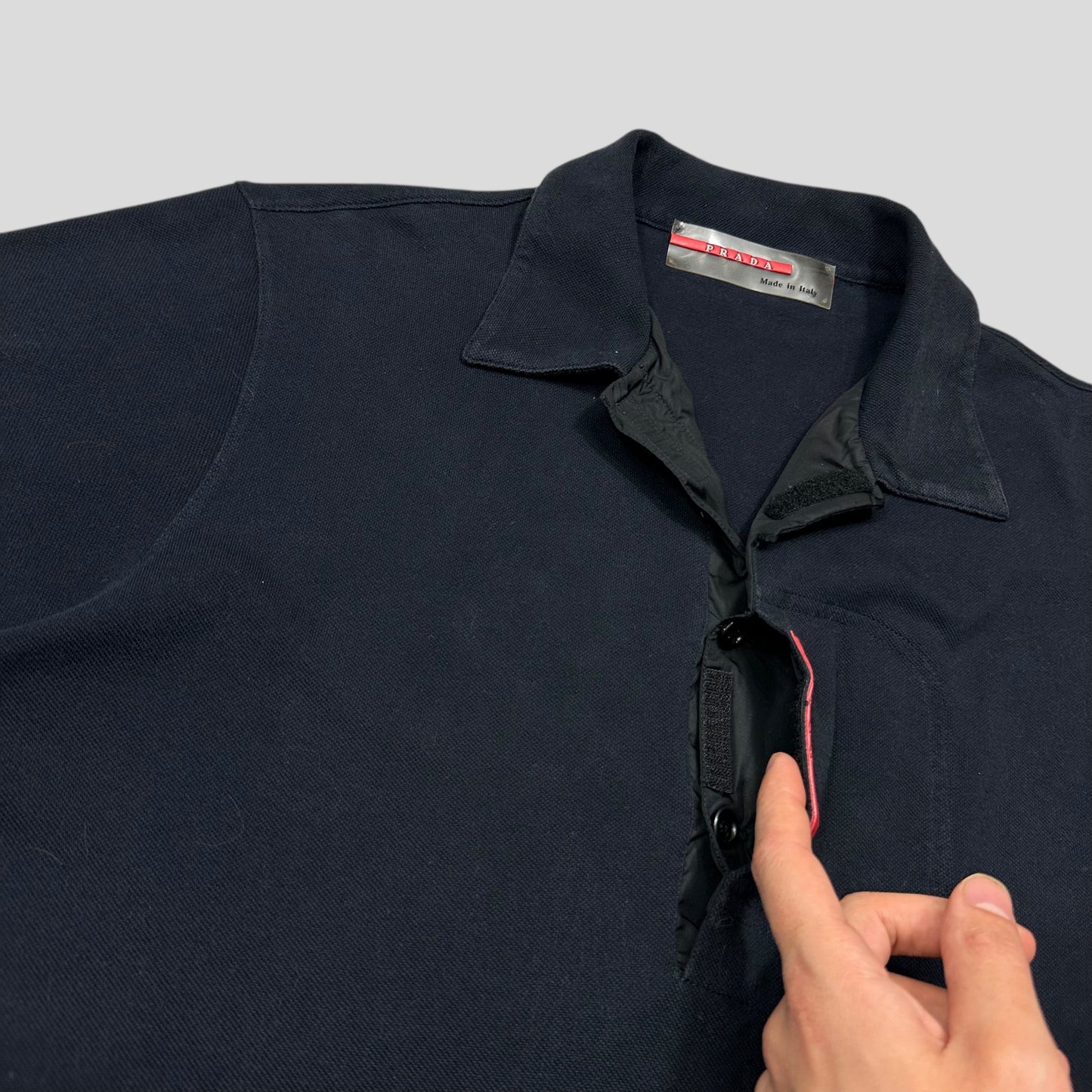 Prada Sport 1998 Vertical Logo Stash Pocket Polo Shirt - M/L