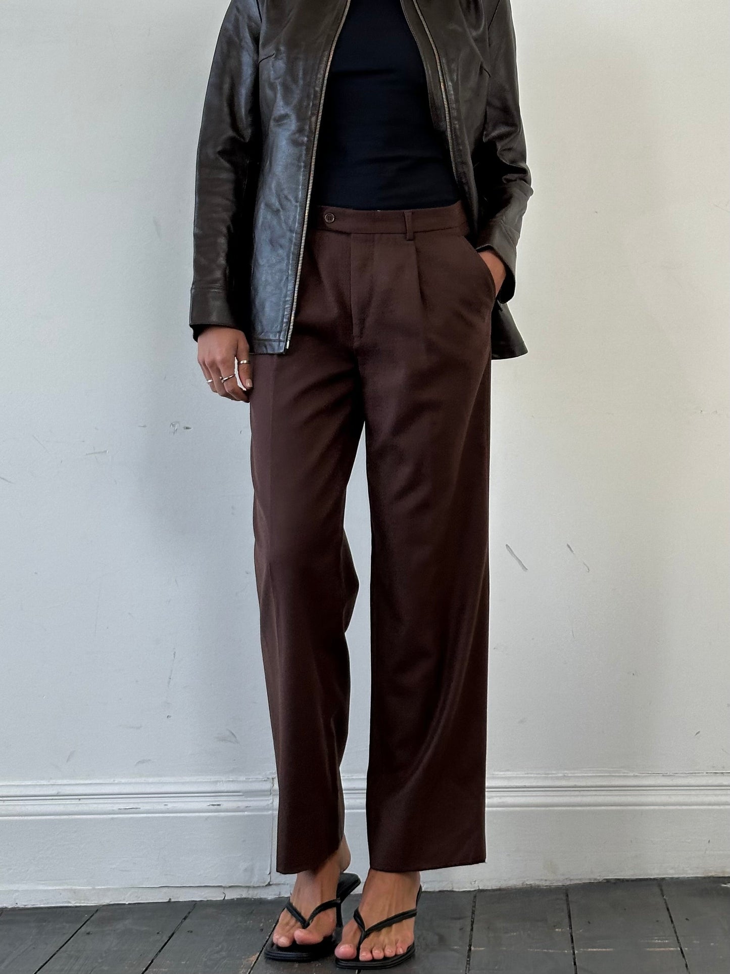 Italian Vintage Pure Brushed Wool  Trousers - W32