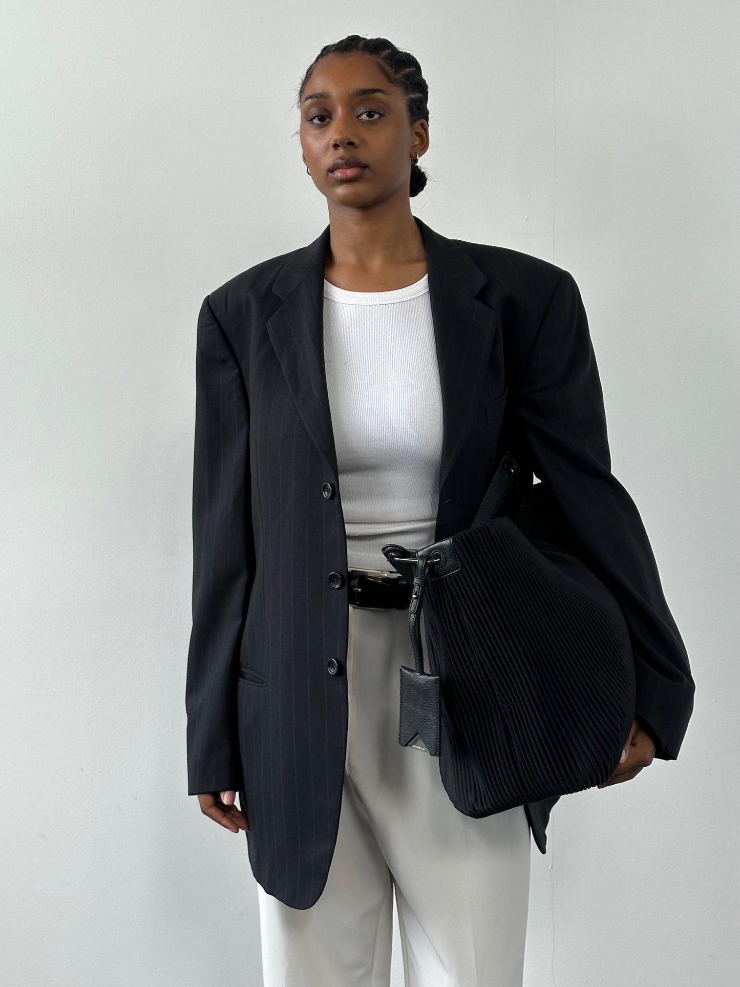 Armani Collezioni 2000s Pure Wool Stripe Single Breasted Blazer - 42R/XL