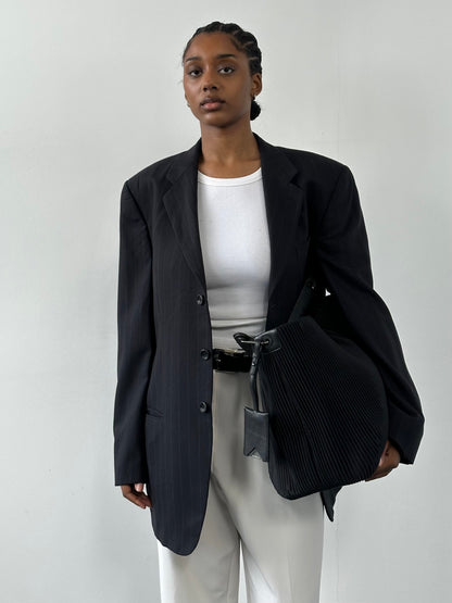 Armani Collezioni 2000s Pure Wool Stripe Single Breasted Blazer - 42R/XL