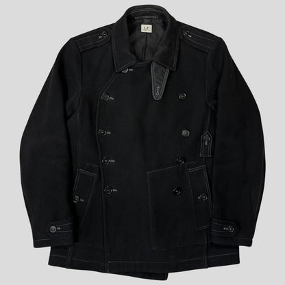 CP Company AW07 Heavy Wool Contrast Stitch Military Peacoat - IT52 | Default Title, Black