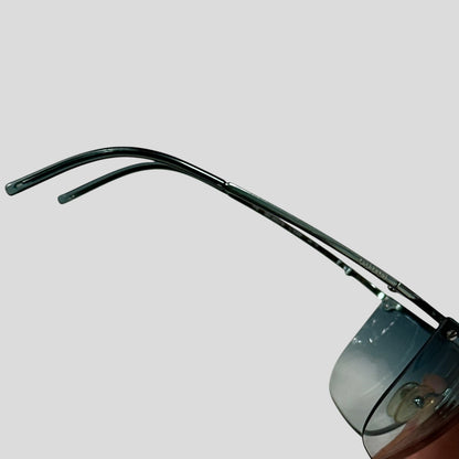 Gucci 00’s Gradient Half Frame Shield Sunglasses | O/S, Blue