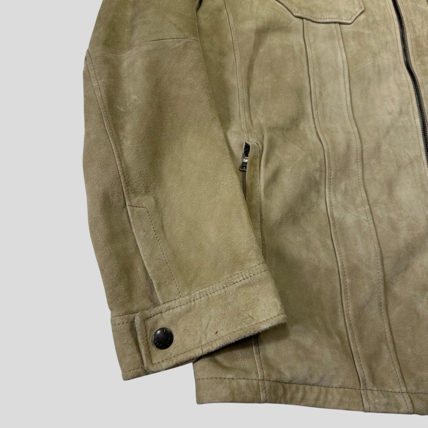 Prada Milano 2007 Suede Leather Double Pocket Logo Jacket - IT56 | Default Title, Cream