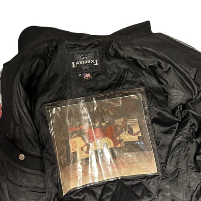 Avirex Stallions Leather & Wool Varsity Jacket In Black & Red ( XXL )