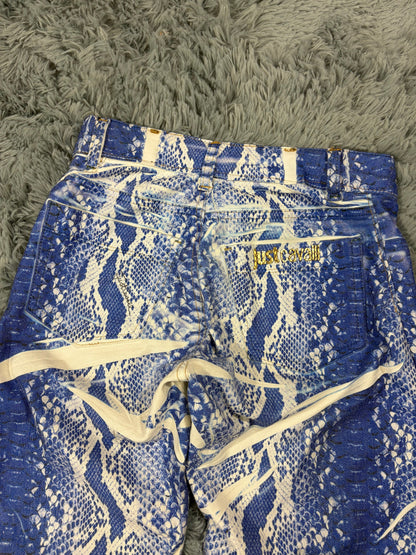 Just Cavalli 00’s Acid Python Print Stretchy Jeans - S | O/S, Blue