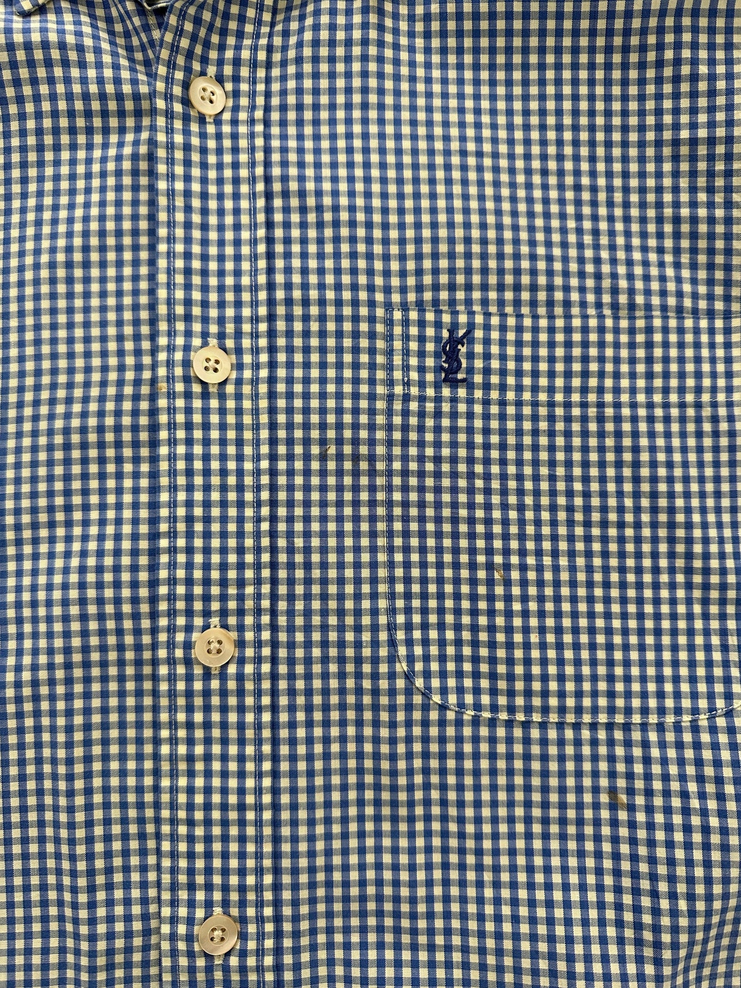 Yves Saint Laurent Check Cotton Logo Shirt - S/M