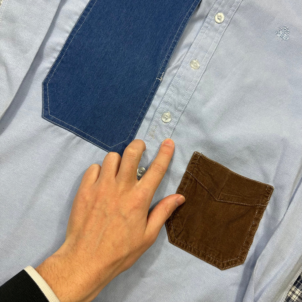 Junya Watanabe x Brooks Brothers 2005 Patchwork Cargo Shirt - M (S) | Blue
