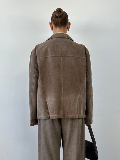 Vintage Textured Leather Jacket - XL