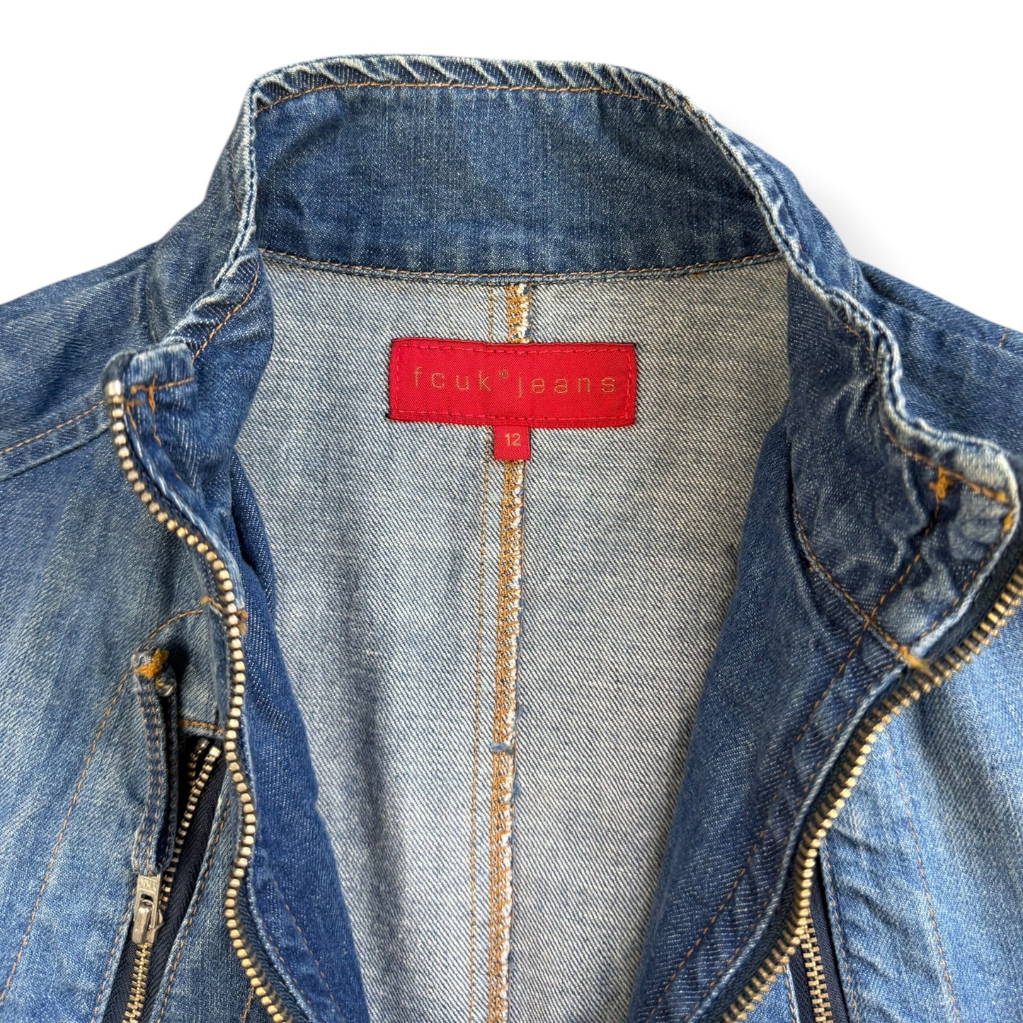 2000's FCUK Jeans Denim Moto Jacket (S) | Default Title, Blue