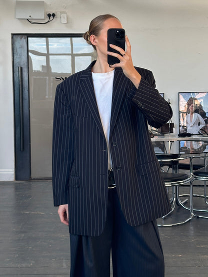 Versace Collection Stripe Pure Wool Single Breasted Blazer - 44R/XL