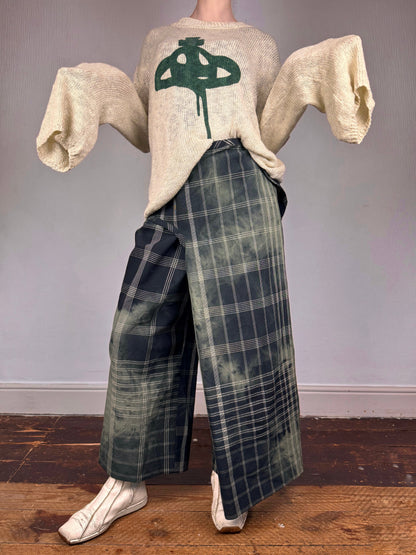 Comme des Garçons S/S 1992 check tie dye wrap trousers | Green, Green