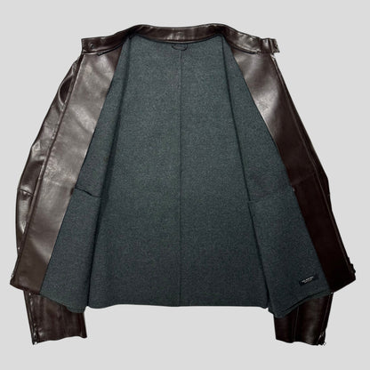 Neil Barrett AW00 PVC & Wool Leather Like Moto Jacket - L/XL