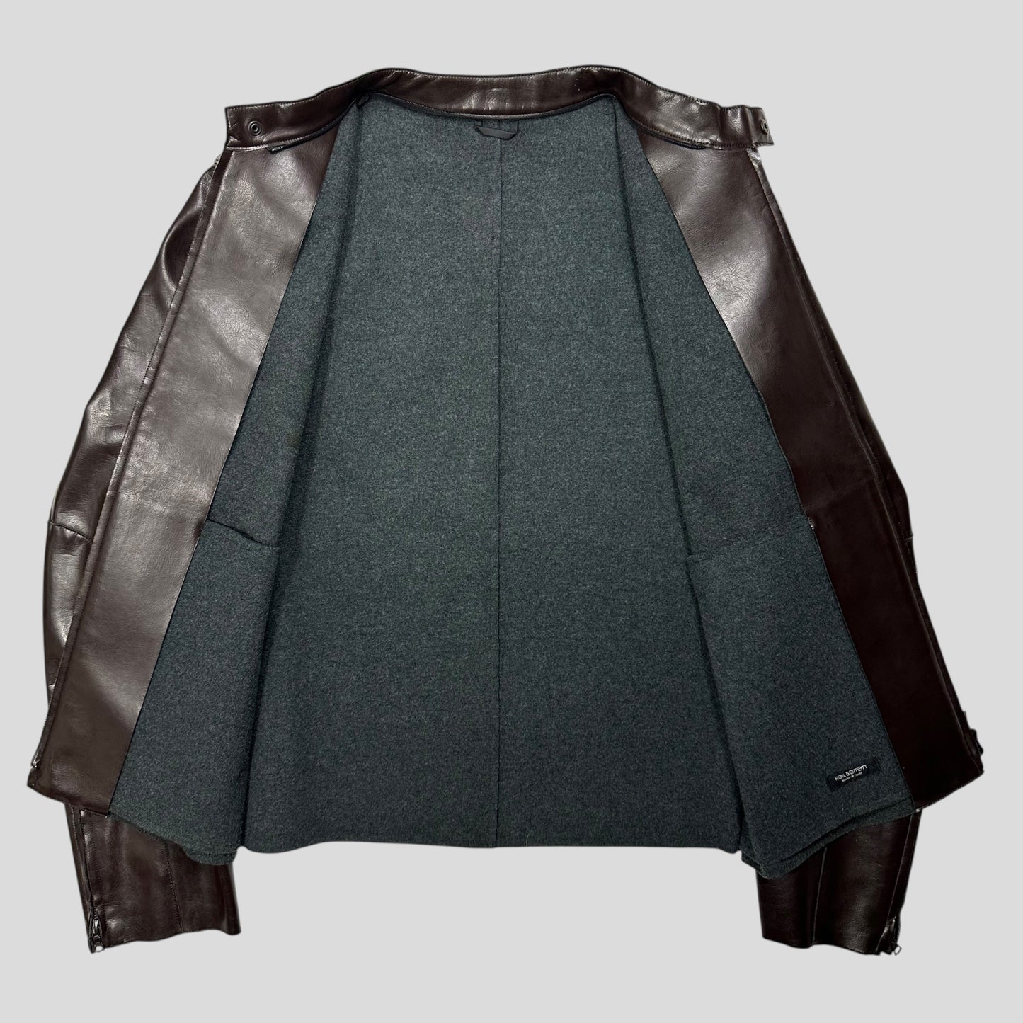 Neil Barrett AW00 PVC & Wool Leather Like Moto Jacket - L/XL | Default Title, Glossy Black