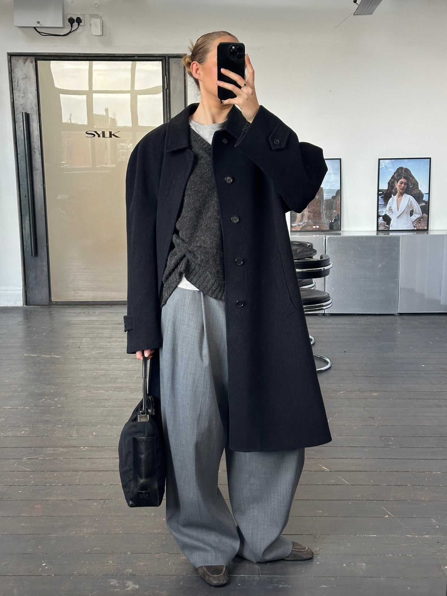 Italian Vintage 1990s Wool Cashmere Belted Coat - XXL