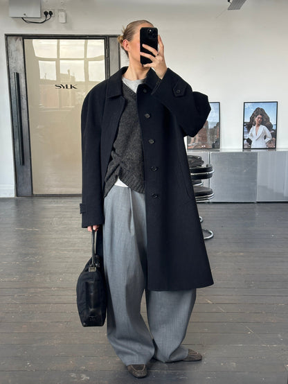 Italian Vintage 1990s Wool Cashmere Belted Coat - XXL