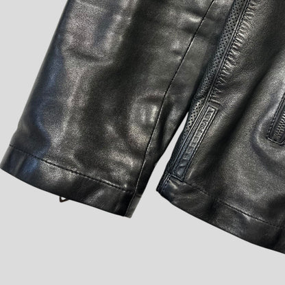 Prada Sport 2006 Leather Perforated Café Racer Logo Jacket - M | Default Title, Black