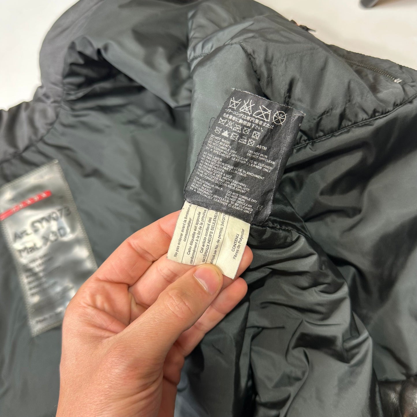 Prada Sport 00’s Leather + Nylon 3D Panelled Puffer Jacket - M/L