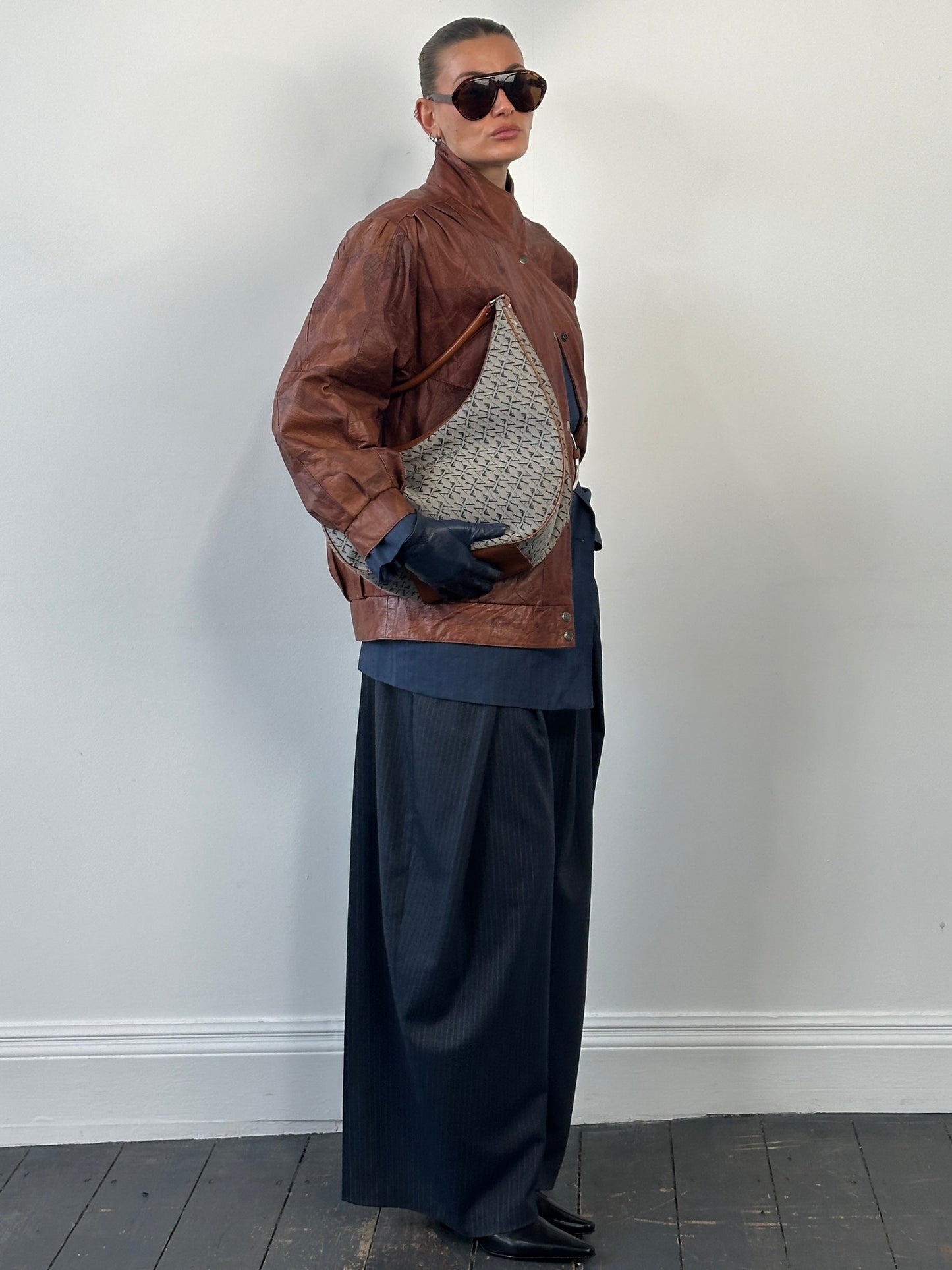 Armani Jeans 2000s Monogram Crescent Shoulder Bag