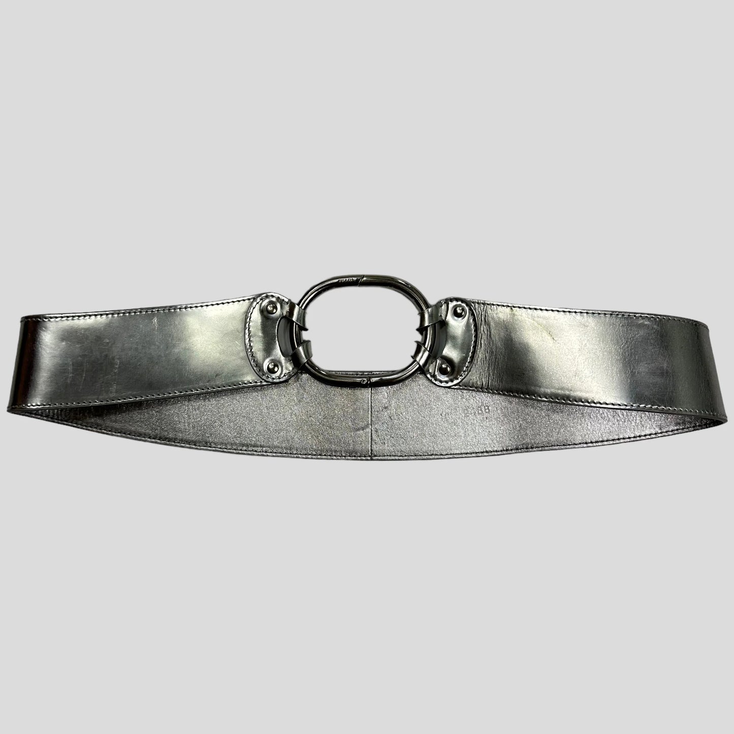 Prada Milano 90’s Astro Leather Metal Buckle Belt