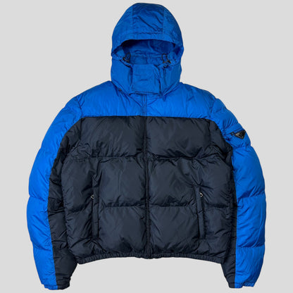 Prada 2012 Plaque Logo Bi-colour Nylon Goose Down Puffer Jacket - IT56 (L/XL) | Default Title, Blue
