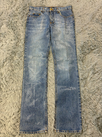 Roberto Cavalli 00’s Diamanté Square Embellished Crystal Jeans - S/M | O/S, Blue