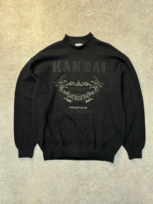 Kansai Yamamoto Crystal Embellished Logo Embroidered High Neck Sweater