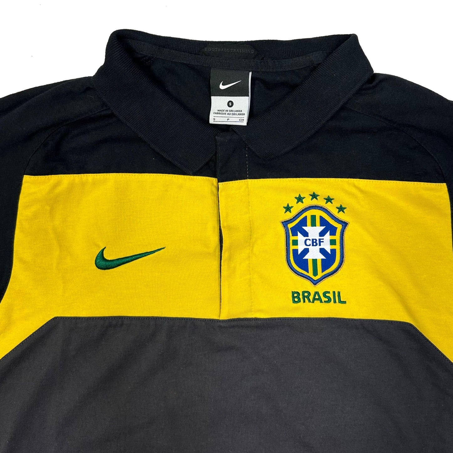 Nike Brazil 2010/11 Polo In Black & Yellow ( S ) - Known Source