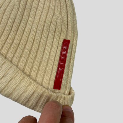 Prada Sport 00’s Cream Ribbed Fisherman’s Beanie - S/M