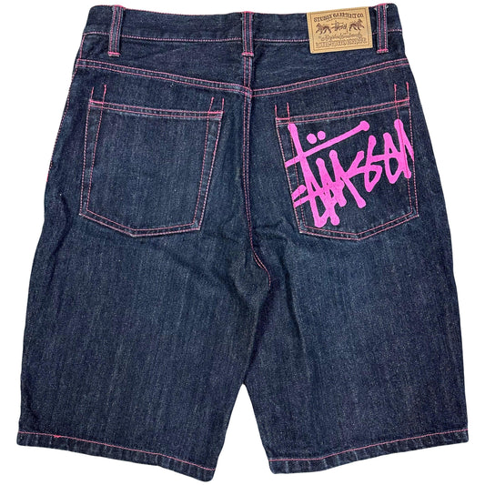 Stüssy Spellout Jorts With Pink Print ( W30 ) - Known Source