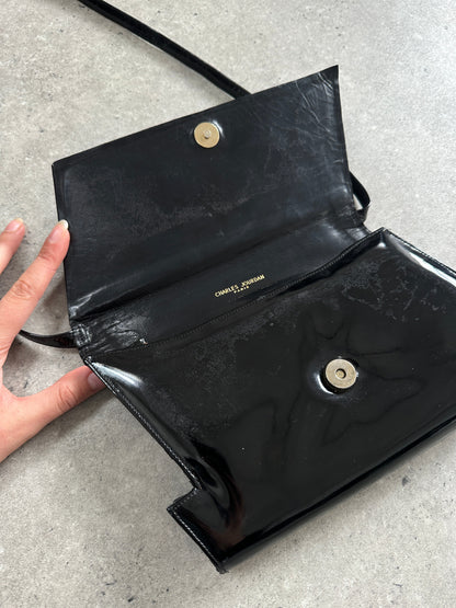 Charles Jourdan 1990s Asymmetric Patent Crossbody Bag