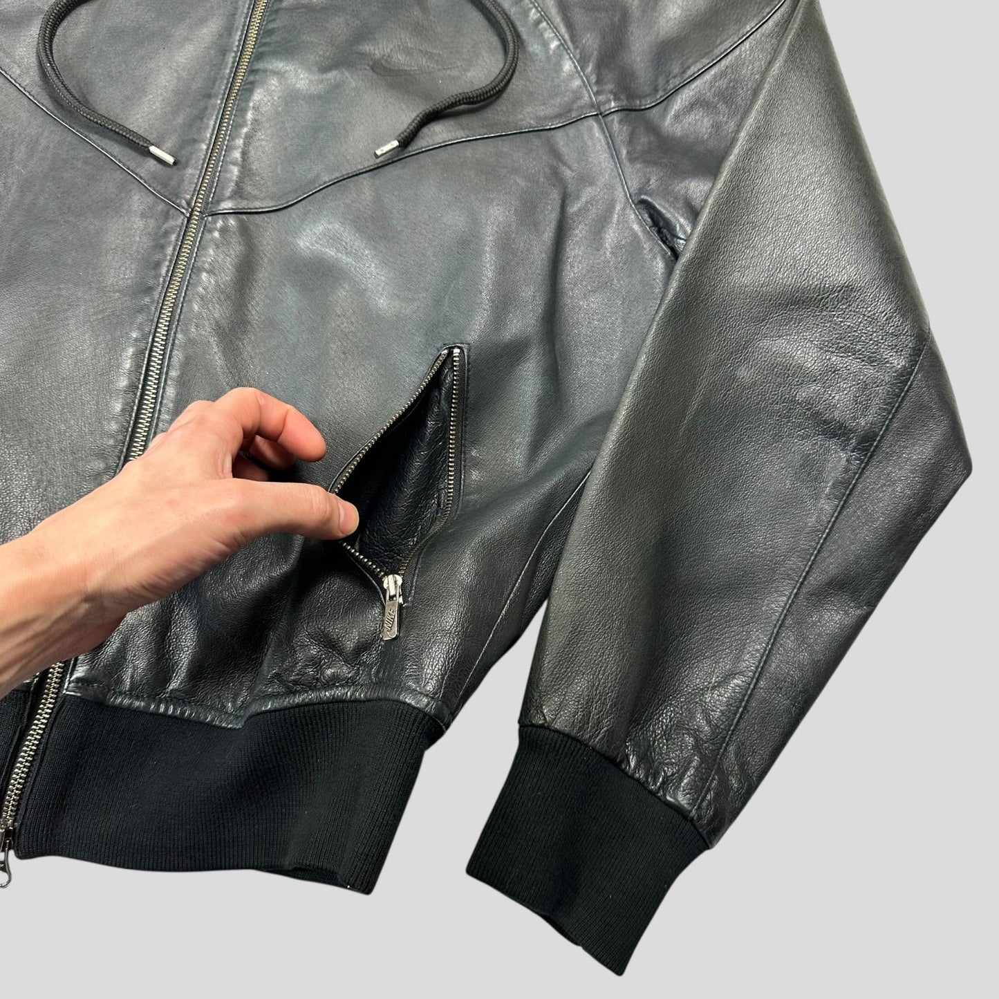 Nike 2007 Tony Spackman Leather Boxy Bomber Jacket - S | Default Title, Black