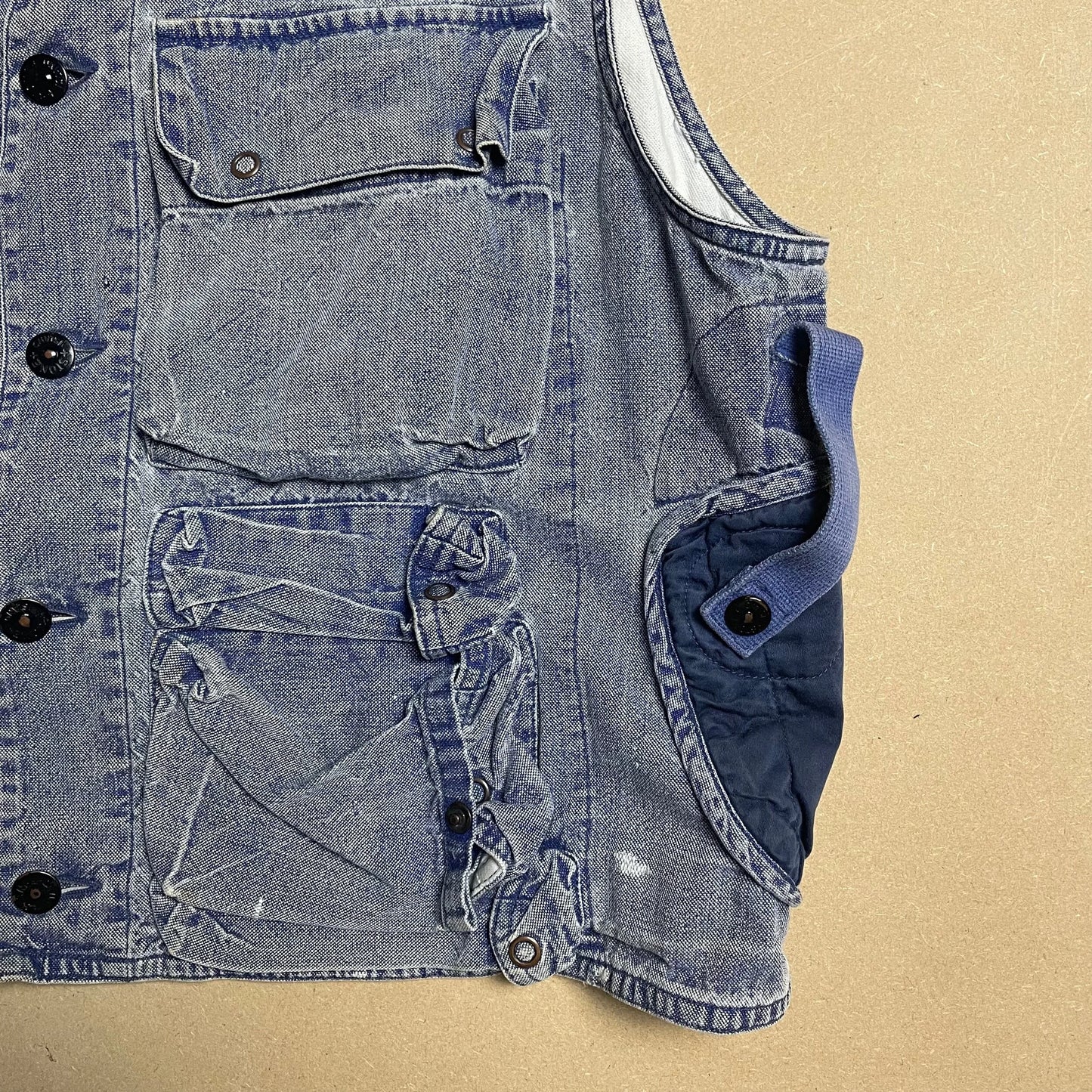 S/S 1986 Stone Blue Enzyme Wash Denim Pilots Vest