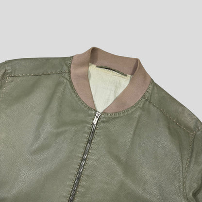 Fendi Avocado Green Lambskin Leather FF Zucca Bomber Jacket - IT46 (S/M) | Small