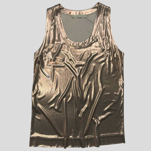 Balenciaga Paris 00’s Silk ‘Wet Look’ Glitter Vest Tank Top