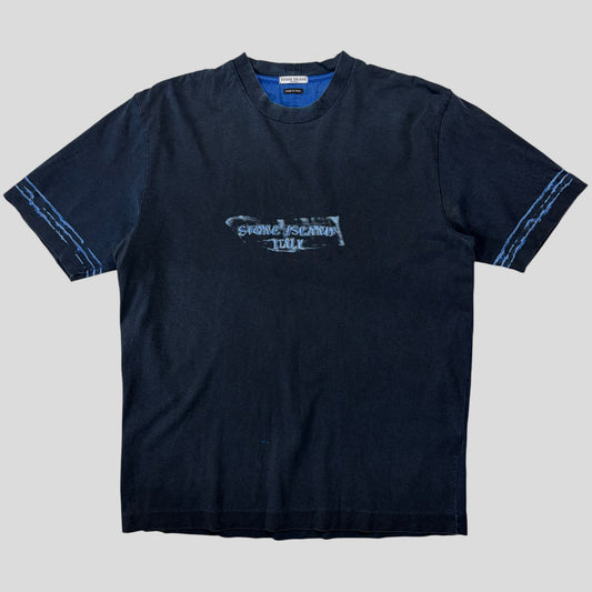 Stone Island SS03 Sublimation Acid Print Marina Logo T-shirt - XL (L) | Large, Blue