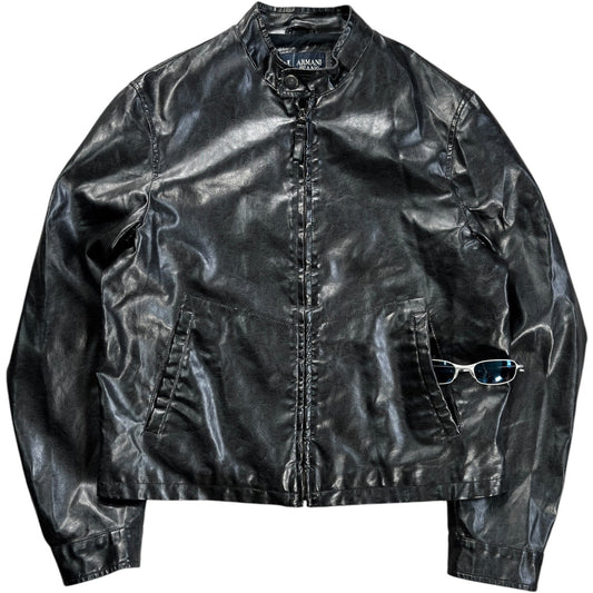 Armani Jeans 00’s Cropped Faux Leather Jacket M | Medium, Black